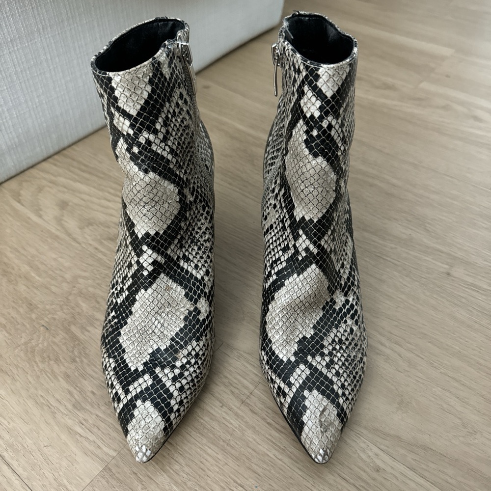 Marc Fisher Greneda Block Heel Snakeskin Ankle Booties
